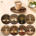 8Pcs Life Tree Series Wooden Coasters