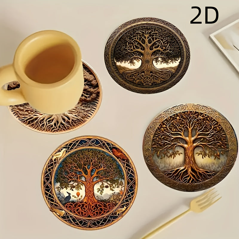8Pcs Life Tree Series Wooden Coasters