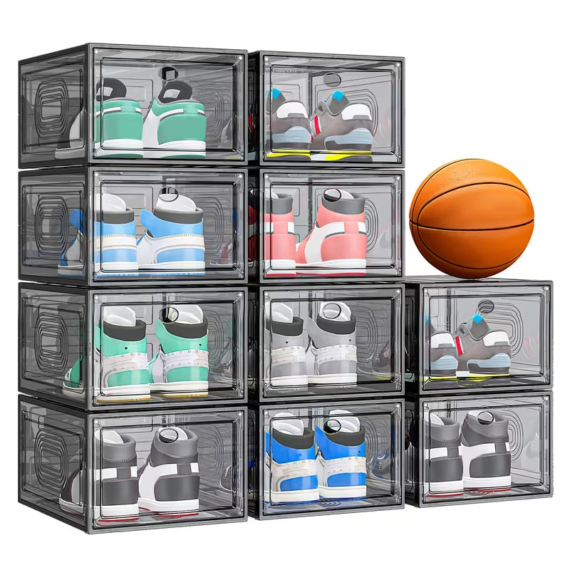 Large Clear Shoe Storage Box with Magnetic Door