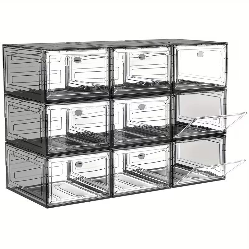 Large Clear Shoe Storage Box with Magnetic Door