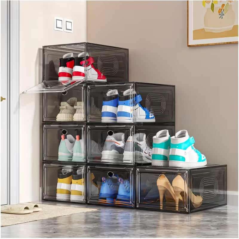 Large Clear Shoe Storage Box with Magnetic Door