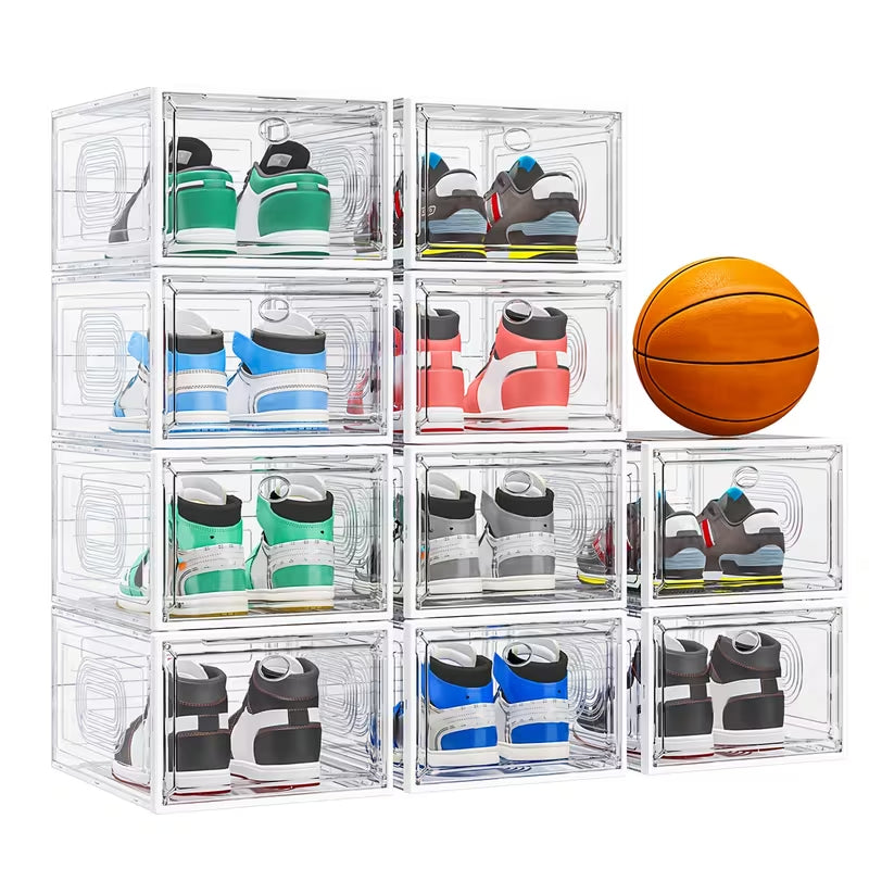 Large Clear Shoe Storage Box with Magnetic Door