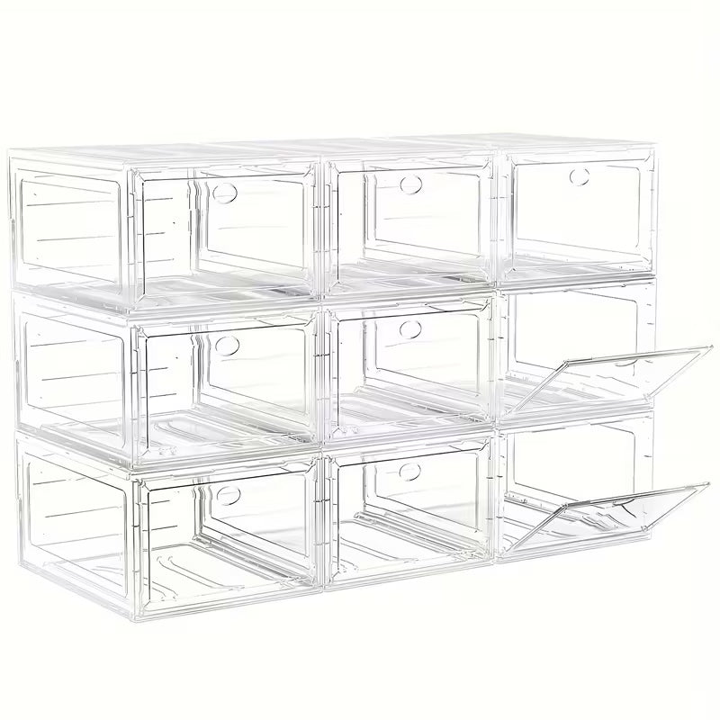 Large Clear Shoe Storage Box with Magnetic Door