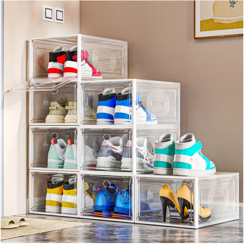 Large Clear Shoe Storage Box with Magnetic Door