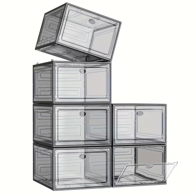 Large Clear Shoe Storage Box with Magnetic Door