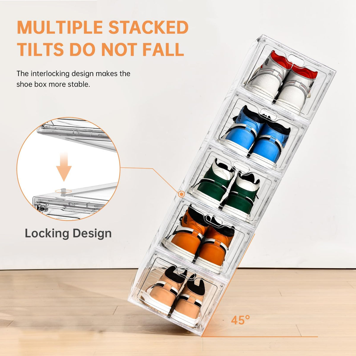 Large Clear Shoe Storage Box with Magnetic Door