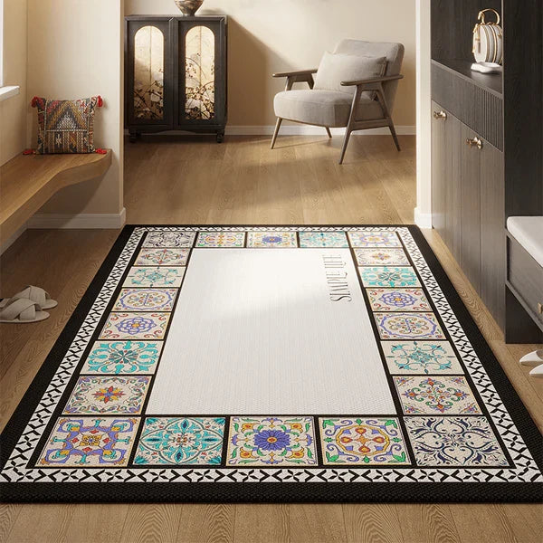 Vintage Entryway Rug: Non-Slip, Dirt-Resistant Belgian Velvet Carpet