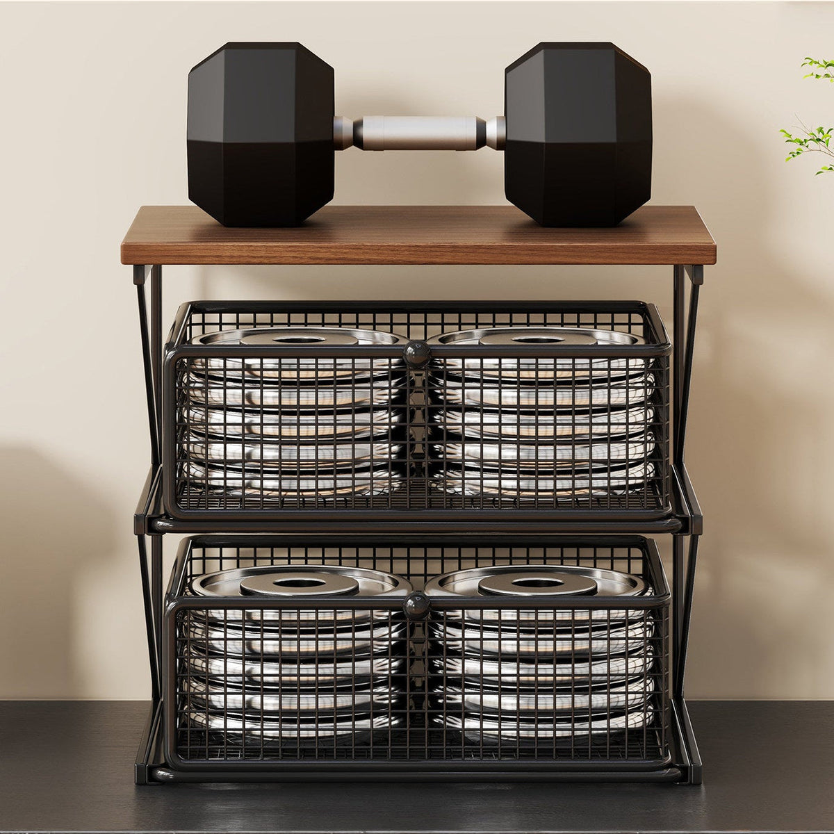 No-Assembly Pull-Out Coffee & Tea Organizer Rack – Solid Wood & Carbon Steel Storage Shelf
