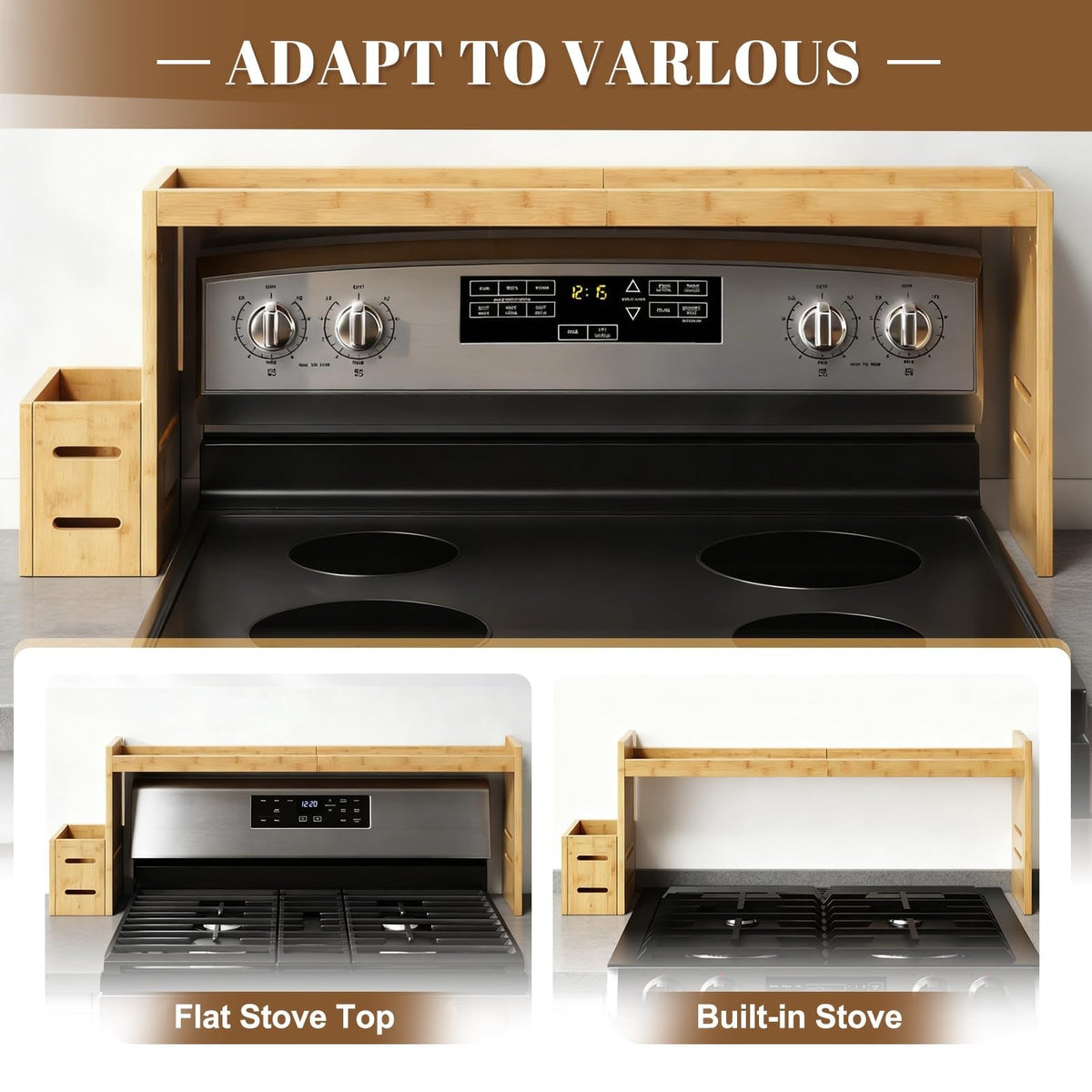 Adjustable Bamboo Stove Rack – Space-Saving Kitchen Organizer Shelf