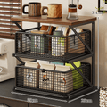 No-Assembly Pull-Out Coffee & Tea Organizer Rack – Solid Wood & Carbon Steel Storage Shelf
